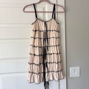 Ruffled Cream and Black Dress